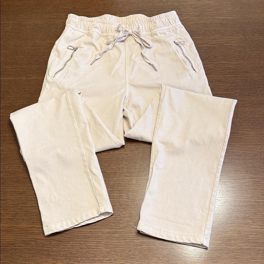 Beige Casual Drawstring Pants